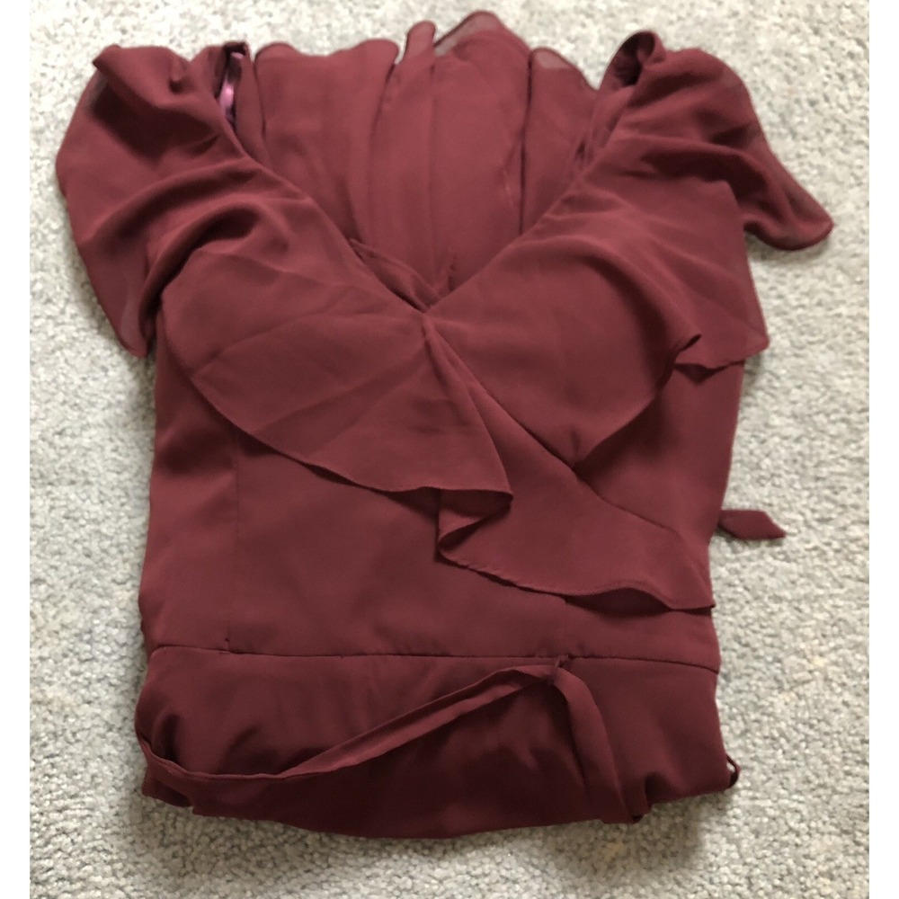 Morilee Chiffon Evening Gown 6 Burgundy Bridesmaid Prom Formal Fairy Whimsigoth - Picture 12 of 12